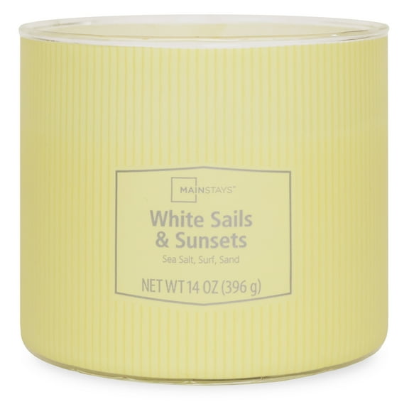 Mainstays 3-Wick Textured Wrapped Candle, White Sails and Sunsets Fragrance, 14oz