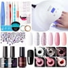 Gellen Gel Nail Polish Starter Kit - Gel Nail Polish Kit with UV Light 6 Colors Pinks and Glitters Nail Polish Set with Nail Dryer No Wipe Base Top Coat, Nail Art Kit Manicure Set Gifts for Her