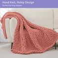 thumbnail image 4 of Chunky Knit Blanket Throw x Hand Knitted Chenille Throw Blanket Small Soft Thick Yarn Cable Knit Blanket Cute Rope Knot Crochet Throw Blankets for Couch Bed Sofa (Light ), 4 of 8