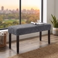 thumbnail image 2 of Home Design Guymon Modern Rectangular Upholstered Dining Bench with Corduroy Fabric and Wood Legs, Gray, 2 of 8