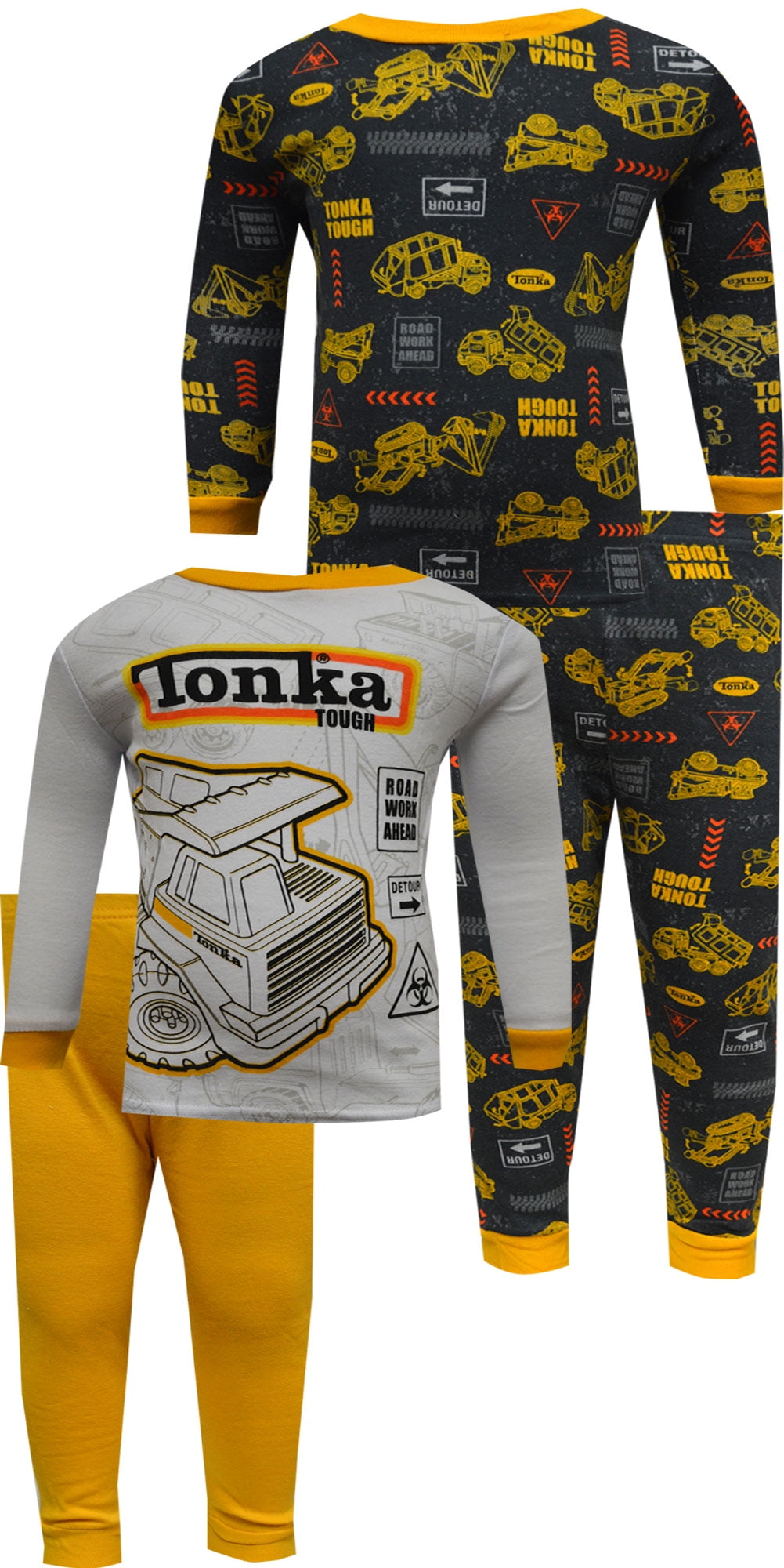 Komar Kids Boys' Tonka Truck Road Signs 4 Pc Cotton Toddler Pajamas