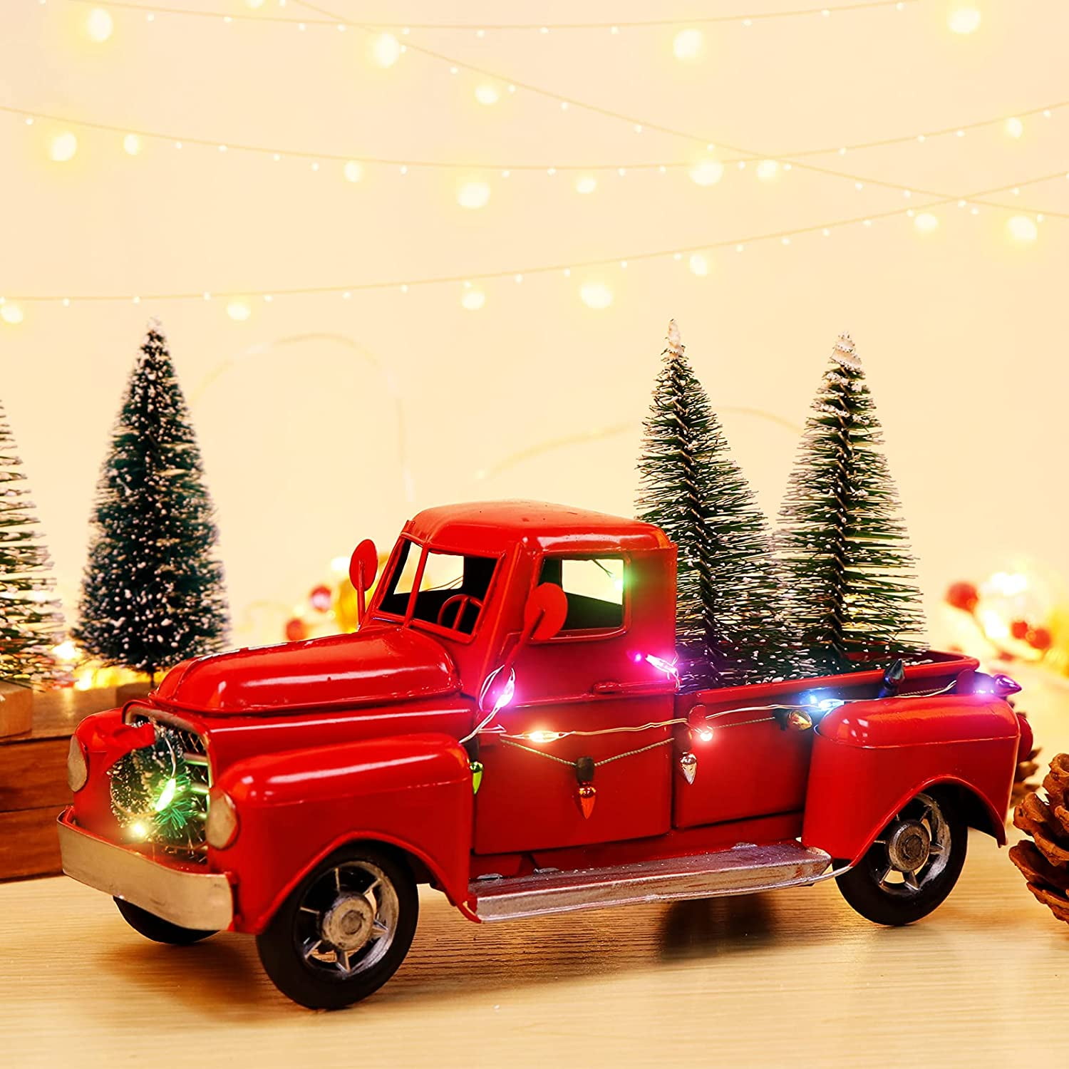 HSD Red Christmas Truck, Little Red Truck Christmas Decor with 2 ...