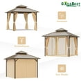 thumbnail image 2 of GAZEBETER 10x10 ft Hardtop Gazebo Outdoor Aluminum Patio Gazebo Double Roof Galvanized Steel Gazebo Canopy with Netting and Curtains,for Garden Patio,Patio Backyard,Deck and Lawns, 2 of 6