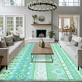 thumbnail image 3 of Rectangle Area Rugs 5 x 7 Ft, Teal Green Boho Non-Slip Residential Carpet, Vintage Ethnic Tribe Abstract Art Indoor Crawling Mats Runner Rugs for Living Room/Dining Room/Bedroom, 3 of 8