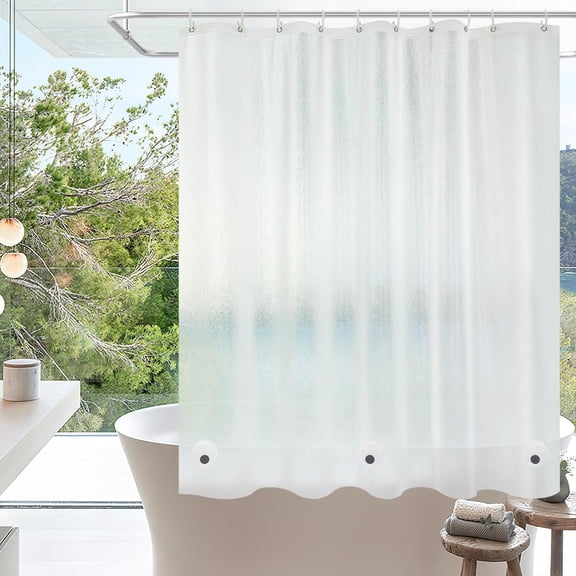 60 x 60 inch Small EVA Frosted Shower Curtain Liner, Bpa-Free Shower Curtain Short with 3 Extra-Large Magnets, Waterproof Vinyl Bathroom Window Curtain Translucent for Privacy
