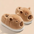 thumbnail image 6 of Wovix Women Men Capybara Slippers Cute Fluffy Animal Slippers Warm Winter Wear Home Cozy Furry Soft Indoor Kawaii Shoes Daily Khaki 39, 6 of 7