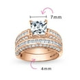 thumbnail image 4 of Bling Jewelry Womens Art Deco Blue Princess Cut Cocktail Statement Ring Rose Gold, 4 of 4