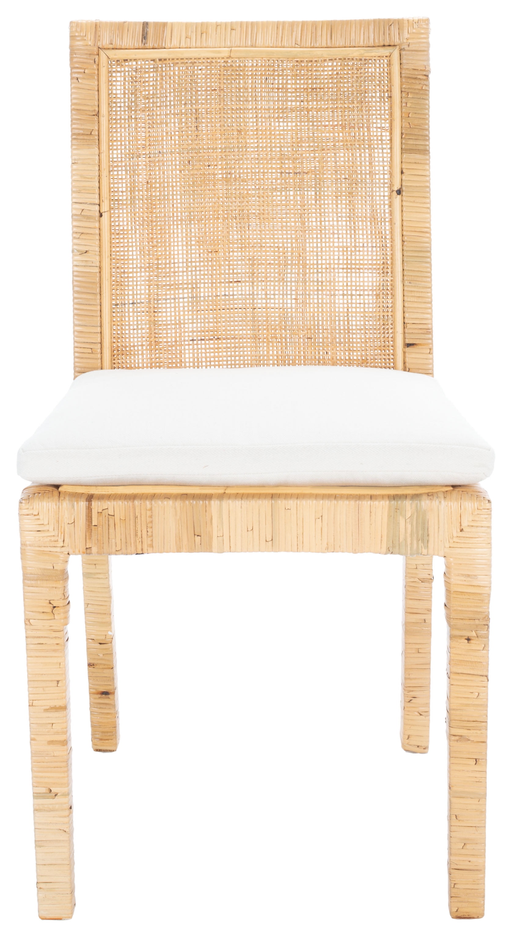 SAFAVIEH Tojo Cane Dining Chair with Cushion, Natural/White, Set of 2