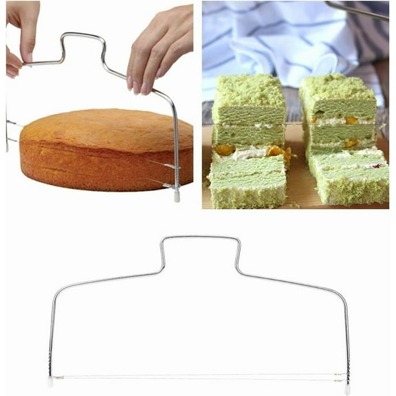 NOGIS Cake Cutter Slicer Leveler Stainless Steel Adjustable Double Cake Cutting Wire 2-Wire Layer Cake Slicing DIY Cake Baking Kitchen Tool