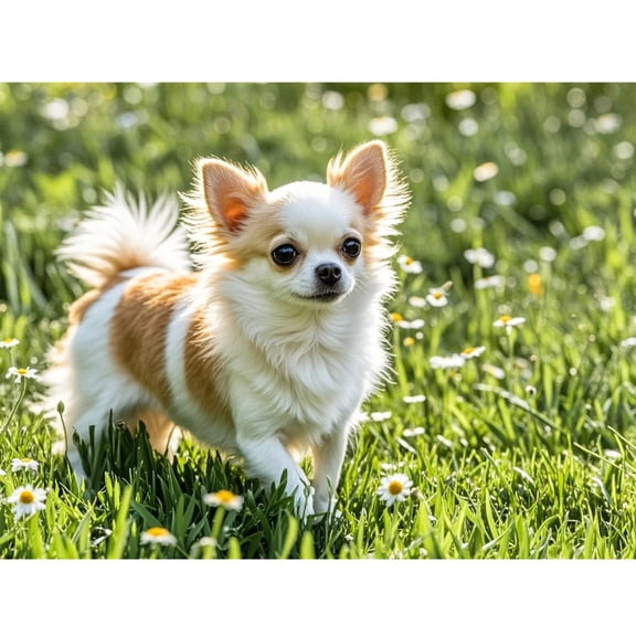 Long Haired Chihuahua Diamond Dots Painting DIY Kits 5D Diamond Art Full Round Drill Rhinestones by Number Embroidery Arts and Crafts for Living Room Bedroom Home Wall Decor 12x16 inch / 30x40cm