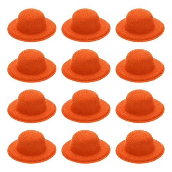 Uxcell 2.3" Mini Formal Hats, 12 Pcs Miniature Doll Hats Mini Top Hat for Crafts Hair Accessories Decorate Doll Snowman, Orange