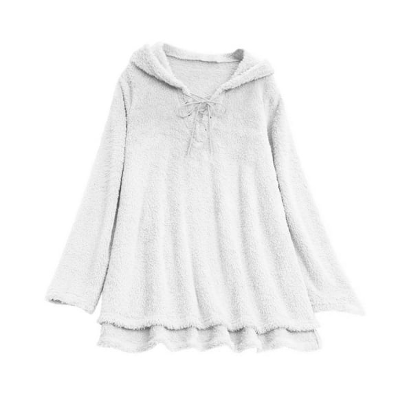 LIaqionyy Women's Sweatshirt Sherpa Fleece Hoodie Oversized Pullover Fuzzy Pajama Tops Fall Winter Clothes