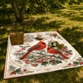 thumbnail image 7 of Cardinal Pair With Holly And Ornate Border, Soft Flannel Blanket with Vintage Holiday Illustration Print, Housewarming Gift and Home Decor for Bedroom and Living Room, 7 of 7