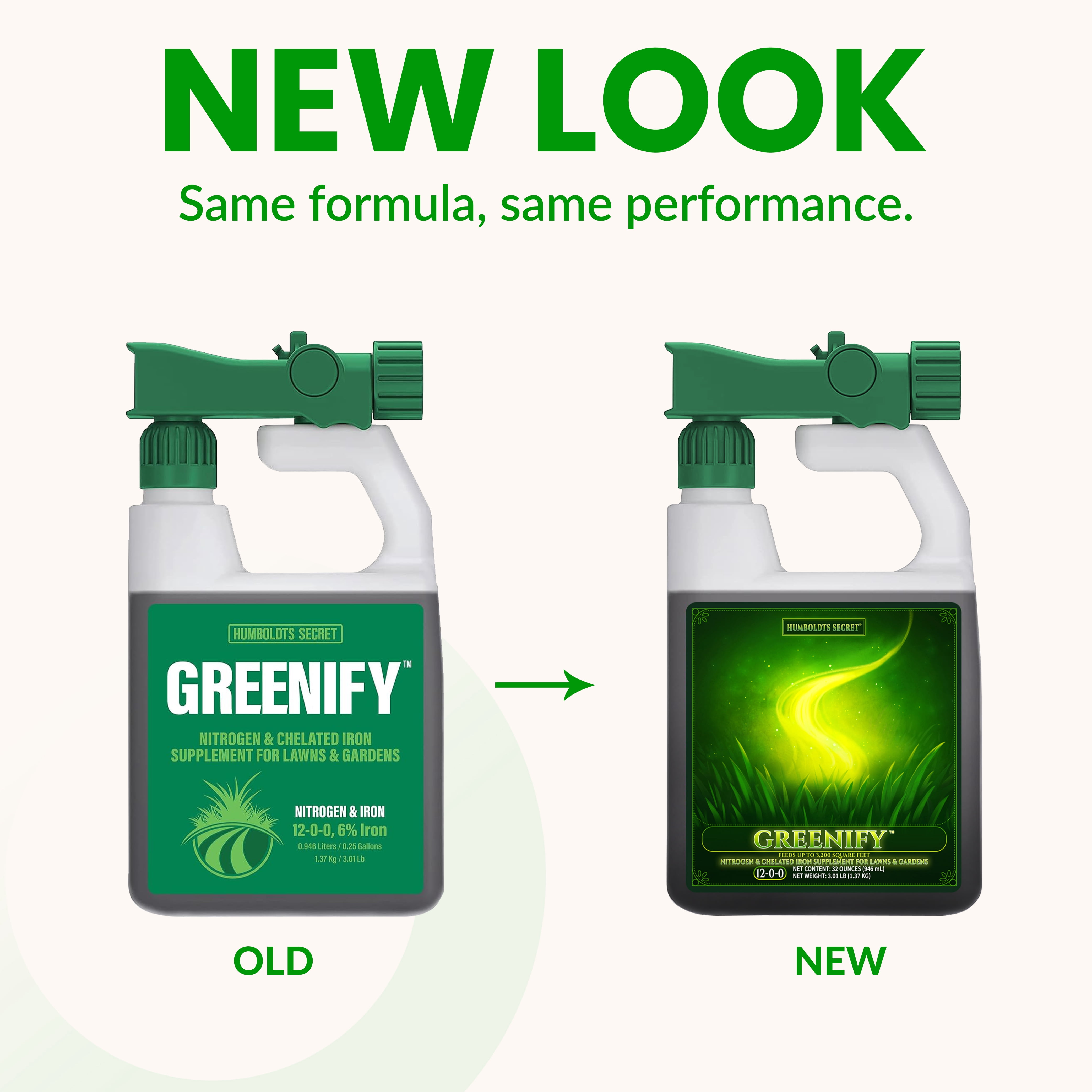 Humboldts Secret Greenify | 12-0-0 Nitrogen & 6% Iron Liquid Lawn Fertilizer Concentrate | Chelated Iron Supplement for Healthy Grass, Turf, and Garden Growth | 32 Ounce Refill for Healthy Growth