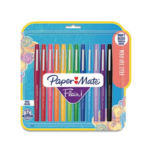 Point Guard Flair Stick Porous Point Pen Medium 0.7mm, Assorted Ink/Barrel, 12/Set