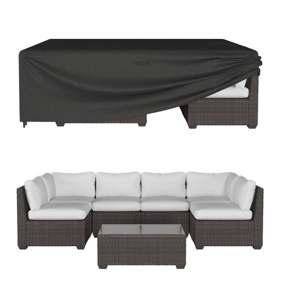 Funda para muebles de patio ONBRILL, 325 x 213 x 71 cm, impermeable, negra