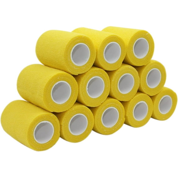 COMOmed 12 Pack Self Adherent Cohesive Bandage 3" x 5 Yards, Self Adherent Wrap Medical Tape, Cohesive Vet Tape for First Aid