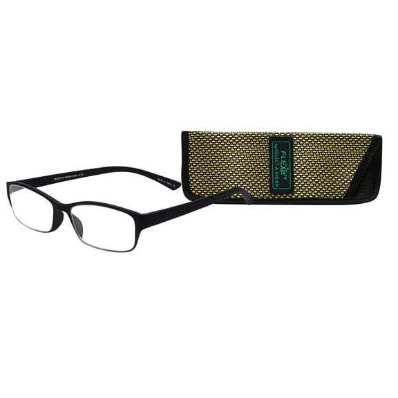 Flex 2 Reading Glasses, Black with Soft Case