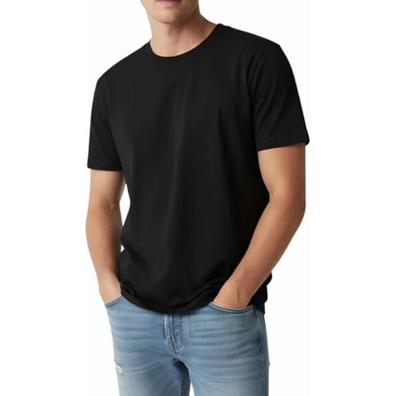 Men’s Solid Black T-Shirt – Cotton Crew Neck Short Sleeve Casual Tee for Daily Wear, Soft Comfortable Basic T-Shirt for Men ( Black, Medium )