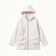 thumbnail image 6 of Enjoytime Fleece Jacket Women Long Sleeve Textured Zip Up Hooded Coat Fall Winter Warm Soft Comfy Casual Mid Length Outerwear, 6 of 7
