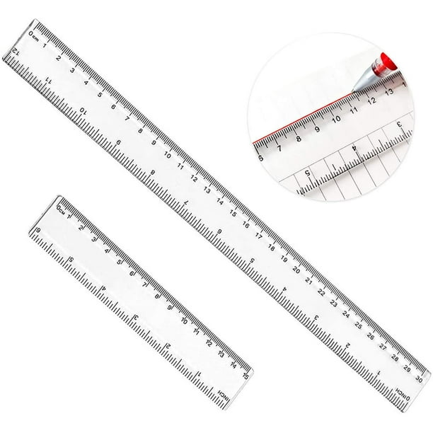 Pimoys Rulers for Kids 2 Pcs Clear Rulers 6 Inch 12 Inch Transparent Straight Ruler for Kids Student School