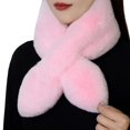 thumbnail image 1 of Women's Winter Plush Cross Scarf, Imitation Rabbit Fur Neck Warmer, Thickened Faux Fur Collar for Cold Weather, Versatile Soft Wrap for Autumn & Winter, 32x4 Inches, 1 of 8