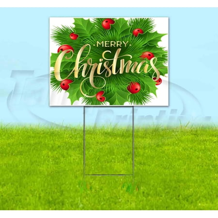 Merry Christmas V11 (18 X 24 ) Yard Sign Includes Metal Step Stake