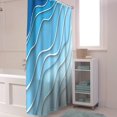 thumbnail image 3 of Blue Shower Curtain, Blue White Ombre Aqua Beach Waves Abstract Ocean Bathroom Curtain Home Decor Waterproof Fabric Machine Washable with 6PCS Hooks,36" Wx72 L, 3 of 6