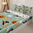 thumbnail image 3 of Homewish Cute Halloween Style Zipper Queen Comforter Set with Fitted Sheet and 2 Pillowcases,Witch Hat Skull Pumpkin Candy Spider Print Zipper Bedding Set,Halloween Reversible,4-Piece, 3 of 7
