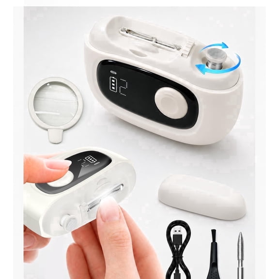 Electric Nail Clipper Rechargeable, orantronx Nail Trimmer with LED Light & Clip Storage, Magnifier, 2 Speeds Automatic Trimmer and Polish for Baby, Kids, Seniors, White