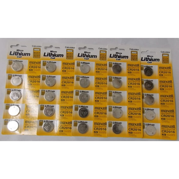 Maxell CR2016 3 Volt Lithium Coin Battery - 25 Pack    FREE SHIPPING!