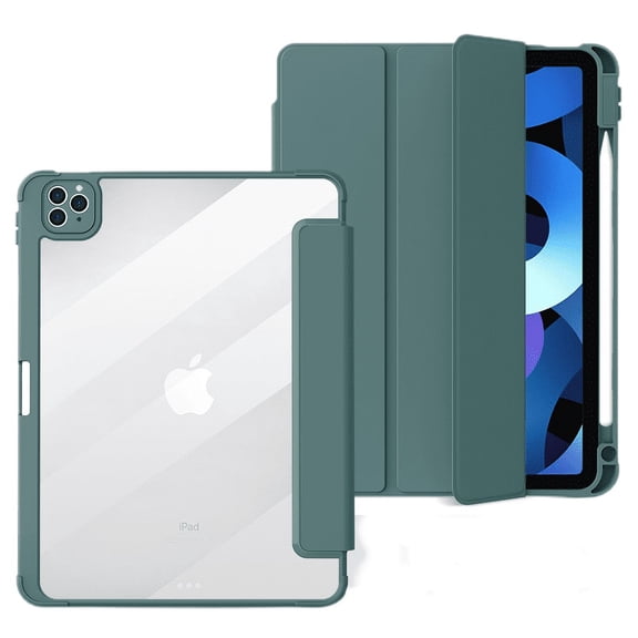 Case Compatible with IPad Pro(9.7Inch), Soft TPU Cover Trifold Stand with Pencil Holder, Auto Wake/Sleep, Dark Green