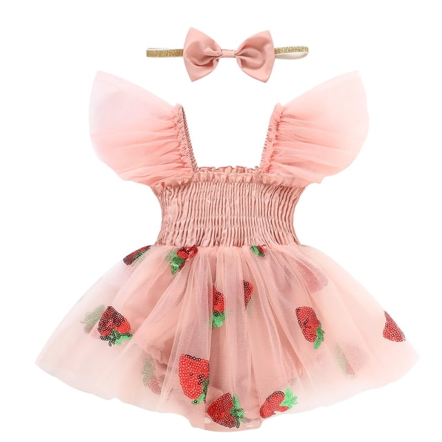 Body sin mangas con volantes y tul para niña, color rosa, 6-12 m