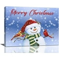 thumbnail image 1 of Christmas Snowman Wall Art Cute Snowman Red Bird Canvas Painting Prints Winter Snow Scenery Pictures Wall Decor Christmas Gifts Modern Artwork Home Decor for Bathroom Bedroom Living Room 16"x12", 1 of 6
