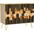 thumbnail image 3 of PixonSign Sideboard Buffet Cabinet, Kitchen Storage Cabinet with 2 Doors, Black & Brown Hexagon Polygon Patterns, Cupboard Console Table for Dining Room - 35" L x 18" W x 29" H, 3 of 5