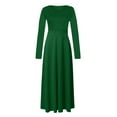 thumbnail image 4 of Fesfesfes Women Round Neck Dress Long Sleeve Solid Ladies Slim Long Dress Tops on, 4 of 5