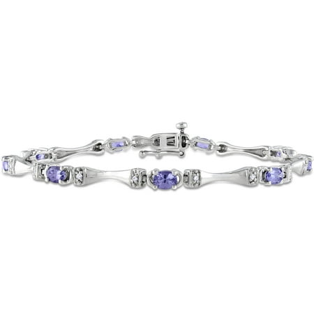 1-2/5 Carat T.G.W. Tanzanite and Diamond Accent Sterling Silver Fashion Bracelet, 7.25