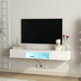 Tcbosik Floating TV Stand with LED Light, 63" Wall Mounted TV Media
