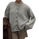 thumbnail image 1 of Cárdigan Abierto para Mujer, con Botones, Larga, Cuello Redondo, Estilo Casual y Holgado, Ideal para Otoño. Gris L, 1 of 9