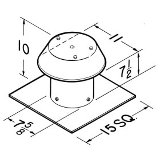 Broan 611Cm 8" Round Duct Aluminum Roof Cap For Curb Mount Silver