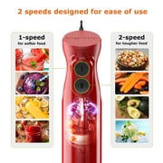 Bonsenkitchen Handheld Blender, Immersion Blender Handheld,Red