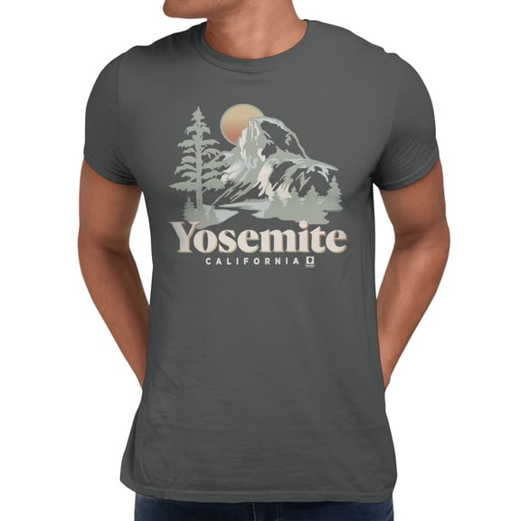 National Park Foundation Yosemite California Retro Vintage Men's T Shirt (Charcoal, S-XXXL)
