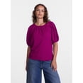 thumbnail image 2 of Scenario Women's Textured Top with Short Puff Sleeves, Sizes XS-XXXL, 2 of 6