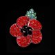 thumbnail image 2 of Broches de amapola roja, insignias de Pin de solapa, flor de banquete de cristal de Diamante, regalo de recuerdo de amapola roja, hoja verde chapada en negro TUNC Sencillez, 2 of 4