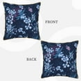 thumbnail image 3 of YFYANG Square Velvet Decorative Throw Pillow, 16"x16" Blue Vintage Flower Doodle Pattern Sofa Bed Cushion Pillows, 3 of 7