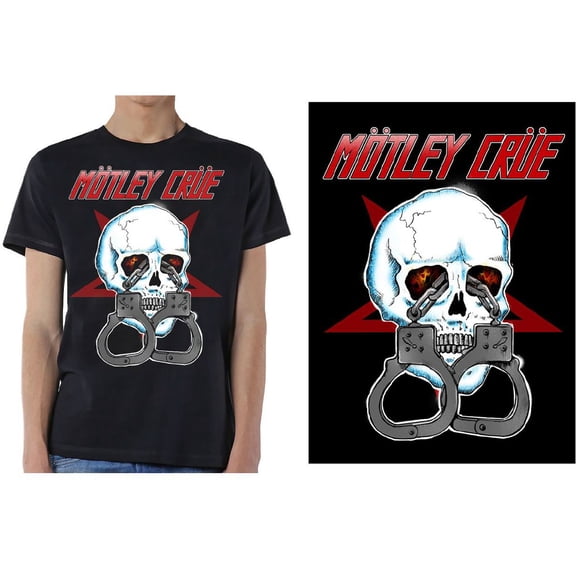 Men's Motley Crue Skull Cuffs 2 Slim Fit T-shirt Small Black