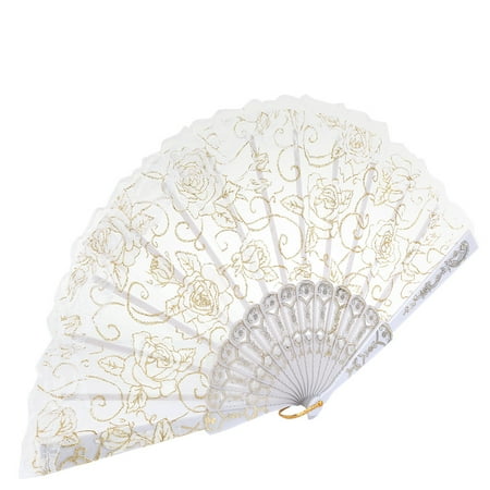 

Dancing Fan Hand Fan Folding Lace Rose Flower Fan For Dancing Props Wedding Gift