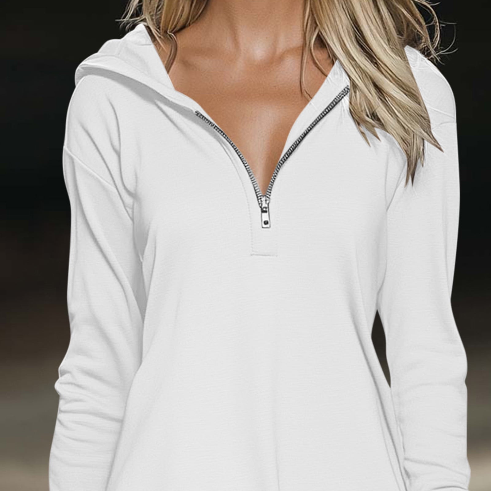 Miluxas Hoodie Dress for Women Summer Long Sleeve Sun Protection Mini Dresses Casual Athletic Golf Half Zip Tunic Dress