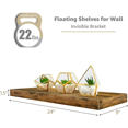 thumbnail image 2 of Floating Shelves for Wall - 24 Inch Wall Shelves for Bedroom, Kitchen Decor, Bathroom Shelves - 3 Black Floating Shelves for Wall Decor, Books, Storage - Wall Mounted with Invisible Brackets, 2 of 4