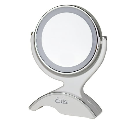 daisi Magnifying Lighted Makeup Tabletop Mirror with 360? Rotation | Standard 1X & 7X Magnification, LED Lighted Free Standing Double-Sided Bathroom Mirror for Vanity or (Best Tabletop Makeup Mirror)